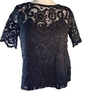 Nanette Lepore Lace Top with Detachable Camisole Size M Black Holiday Co…